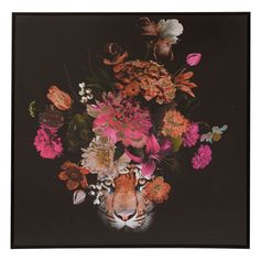 Toile BELLISSIMA tigre roses 68x68cm