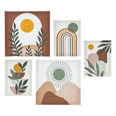 Lot de 5 toiles imprimées soleil CYNTHIA