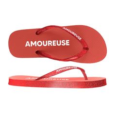 Tongs à paillettes amoureuse rouge 36-39