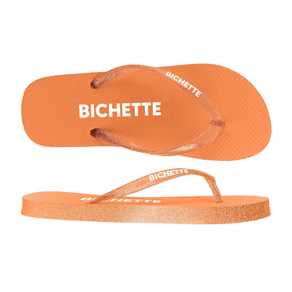Tongs à paillettes bichette corail 36-39