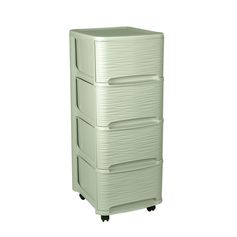Tour de rangement à roulettes STONE 4 tiroirs vert amande 37x32x80cm