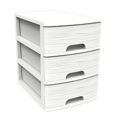 Tour de rangement plastique 3 tiroirs format A4 blanc STONE