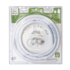 Tuyau à gaz flexible butane propane avec 2 colliers 1m50