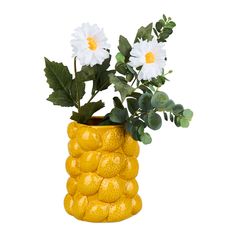 Vase citron YUCATAN céramique jaune D 14x18cm