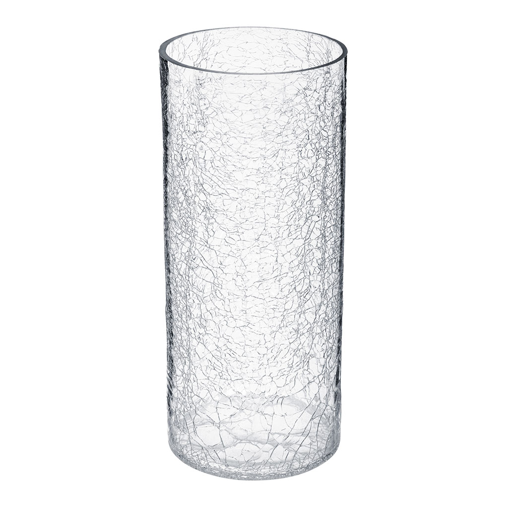 Vase cylindrique verre craquelé transparent 13x30cm Centrakor