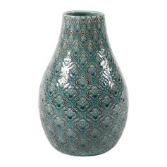 Vase déco antique céramique vert H 25cm