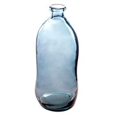Vase décoratif bouteille verre recyclé bleu D 34x73cm