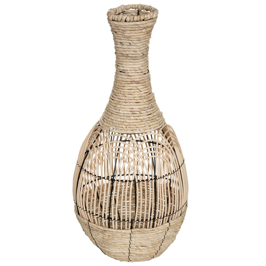 Vase décoratif en rotin naturel H 63cm
