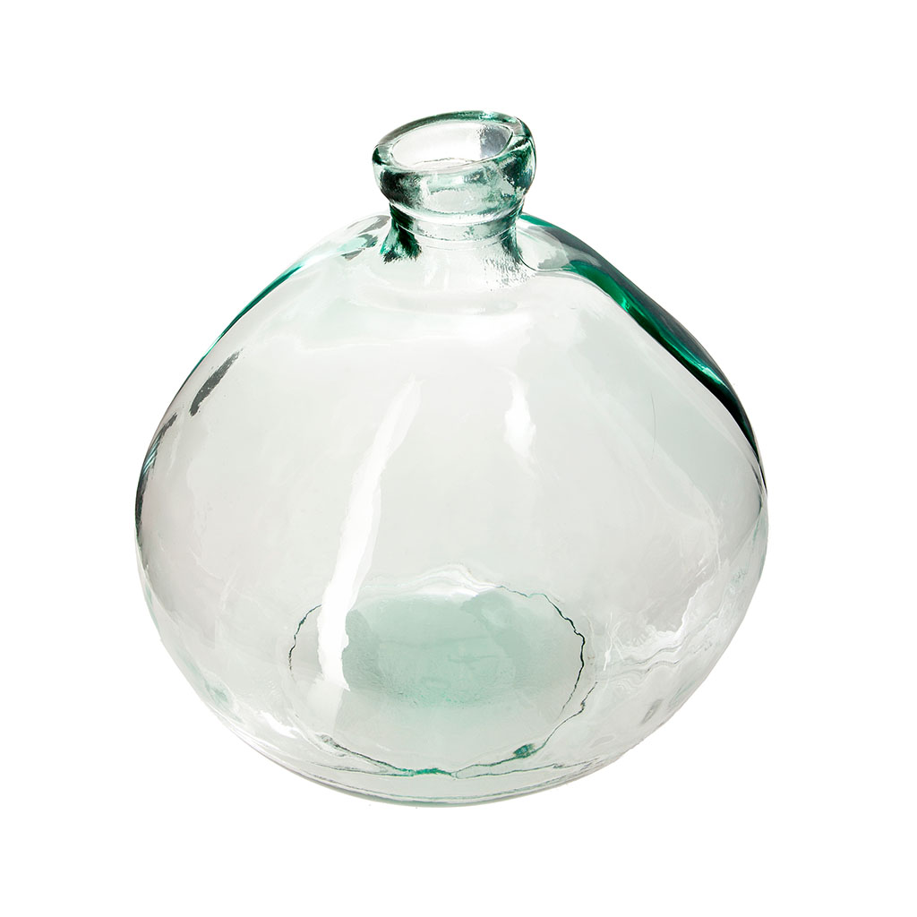Grand Vase à Poser Au Sol Centrakor Vase décoratif rond verre recyclé transparent D 33x33cm - Centrakor