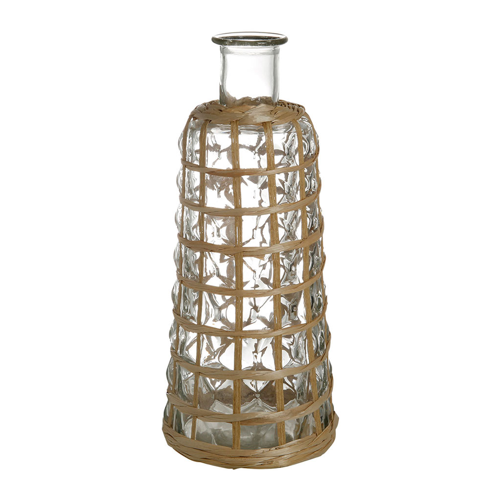 Vase en verre et papier tissé H 30.5cm Centrakor