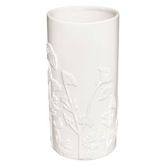 Vase fleurs reliefs MIND céramique blanc H 25cm