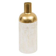 Vase MIRSA métal blanc et doré 16x43.5x16cm