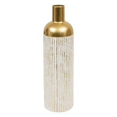 Vase MIRSA métal blanc et doré 16x60.5x16cm
