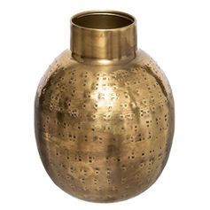 Vase OASIS métal martelé doré H 15cm