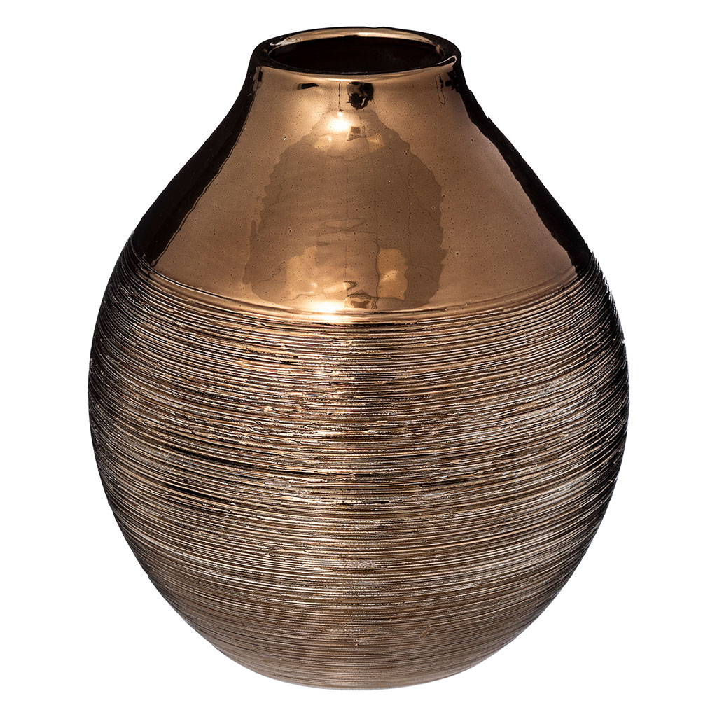 Vase rond céramique bronze H 20cm Centrakor