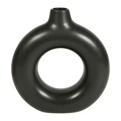 Vase rond céramique noir H 22.5cm