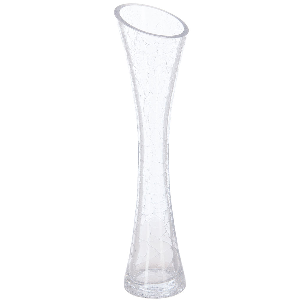 Vase soliflore évasé verre craquelé H 30cm Centrakor
