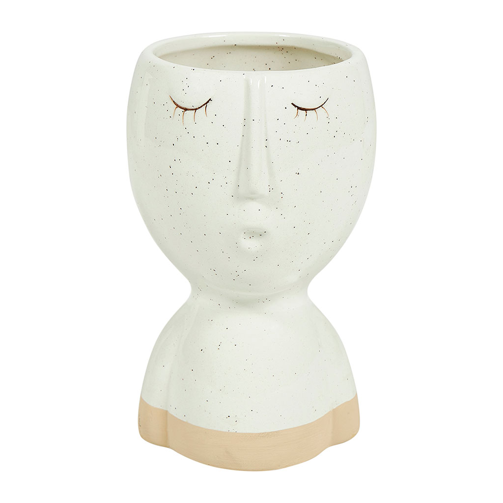 Vase visage blanc céramique H 14.5cm Centrakor