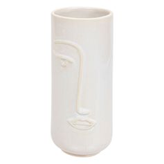 Vase visage en céramique blanc H 25cm