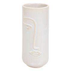 Vase visage en céramique blanc H 25cm