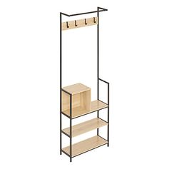Vestiaire d’entrée avec range chaussures bois clair et noir 63x180x23cm