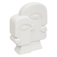 Visage déco SOLEYA céramique blanc H26cm