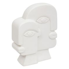 Visage déco SOLEYA céramique blanc H26cm
