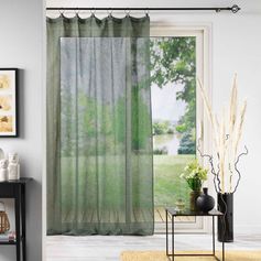 Voilage à anneaux polyester LINKA kaki 140x240cm