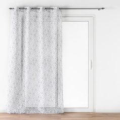 Voilage à œillets FLAVIE avec motifs fleuris blanc 140x240cm