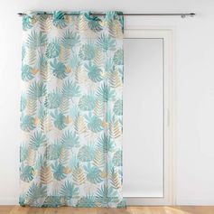 Voilage à œillets imprimé ORNELLA polyester émeraude 140x240cm