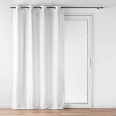 Voilage effet lainage LOULAINE polyester blanc 140x240cm