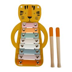 Xylophone bois forme tigre multicolore