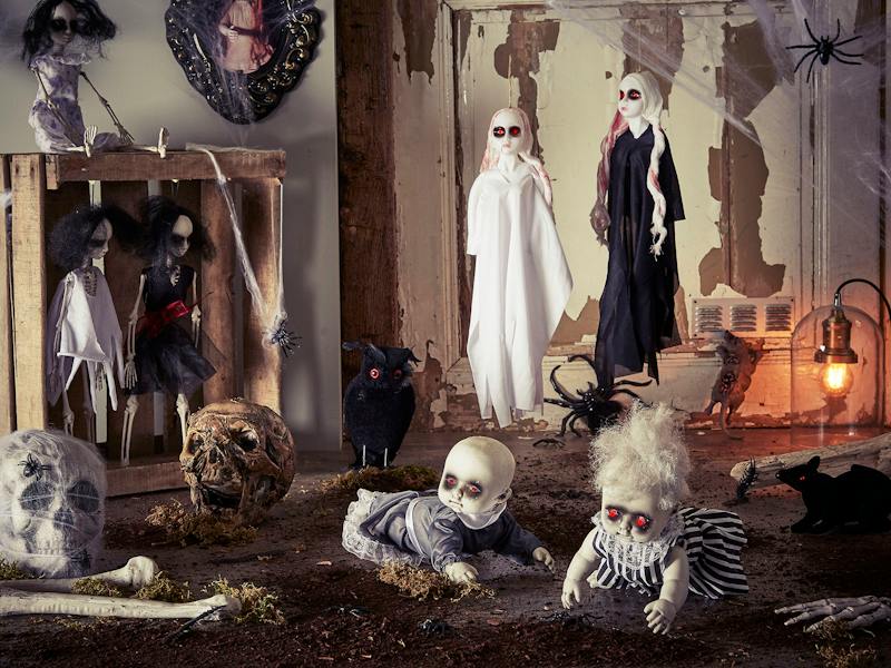 Décorations Fantômes Lumineux Halloween 2025 - Taille Réglable 40 à 200 Cm - Pour Jardin, Allée, Porte - Tissu Blanc Et LED