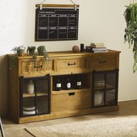 meuble bois rustique avec portes métal noir
