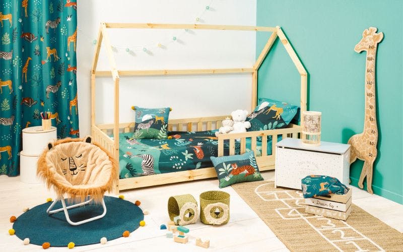 Boîte à Ombres Déco Pour Chambre De Bébé - Girafe - Tons Bleu, Gris, Vert, Jaune - DanDee