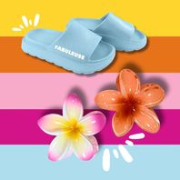 Claquettes à paillettes et pinces cheveux